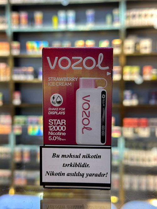 Vozol Çiyələk Dondurma 12000 Tüstü 5% Nikotin